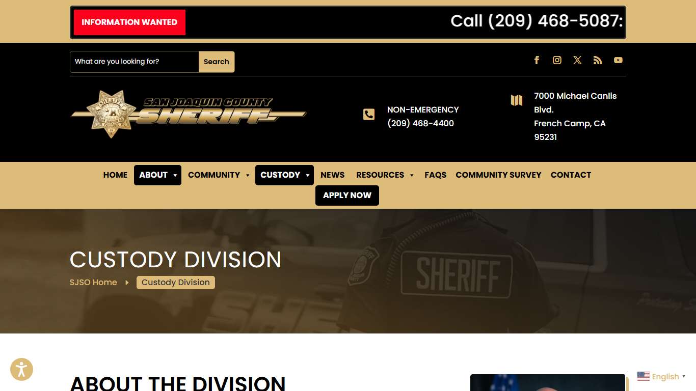 Custody Division | San Joaquin County Sheriff's Office